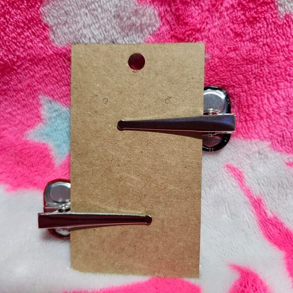 Black and Red Monster Tab Hair Clip Set - Picture 2 of 2